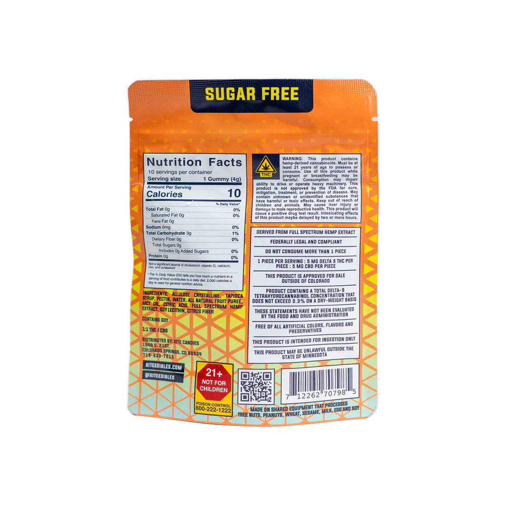 Delta 9 XITE THC Sugar Free 100 MG Fruit Gummy