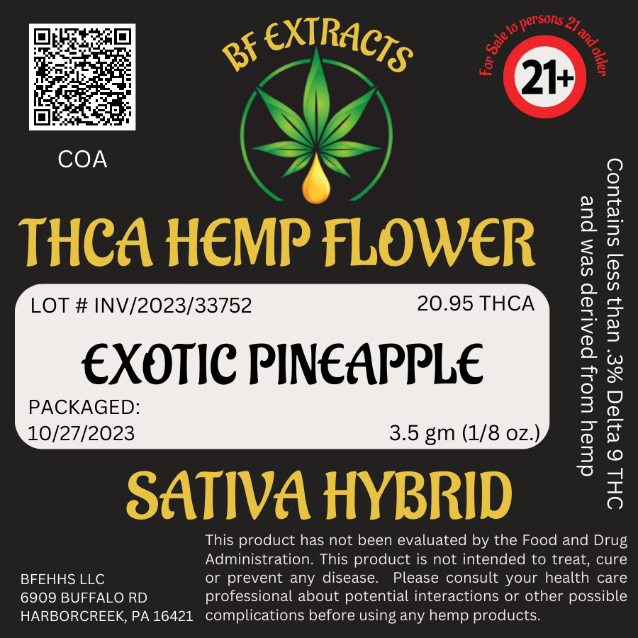 THCA Hemp Flower - Exotic Pineapple
